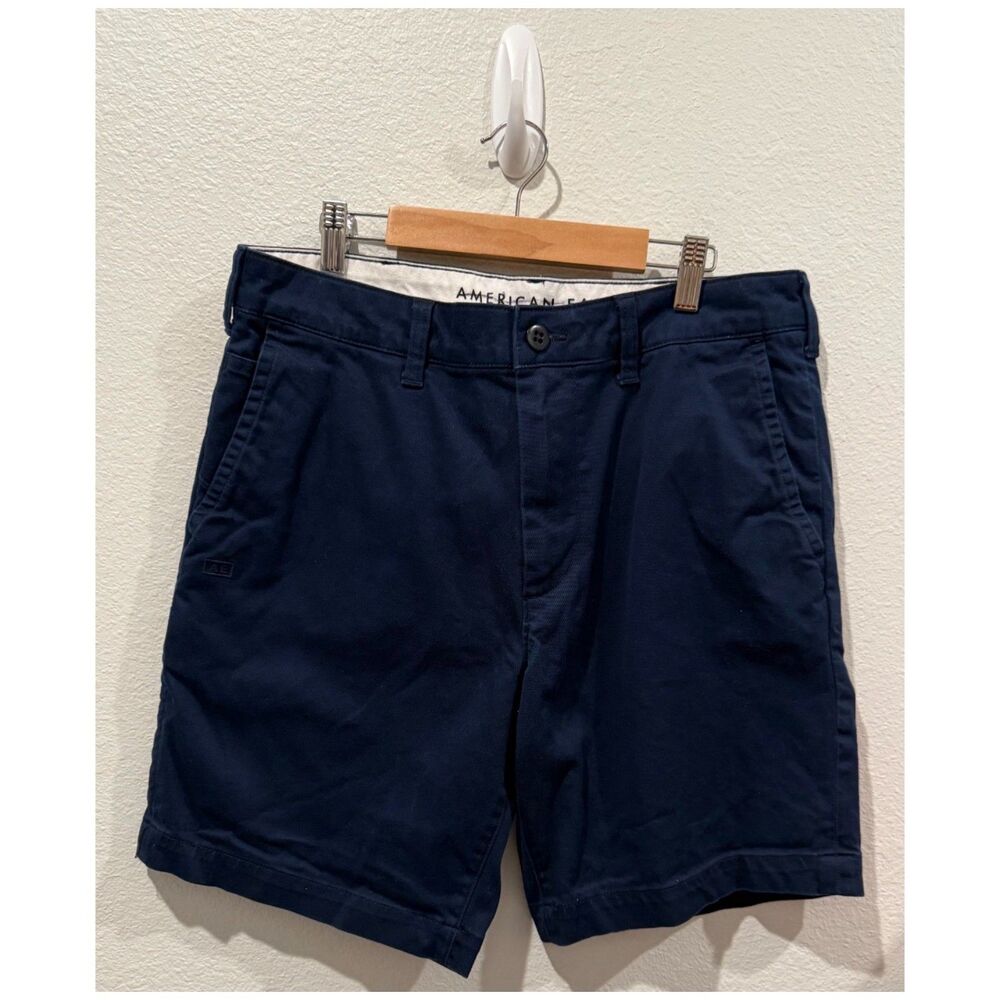 AMERICAN EAGLE Slim Fit Workwear With AE Flex Navy Blue Shorts